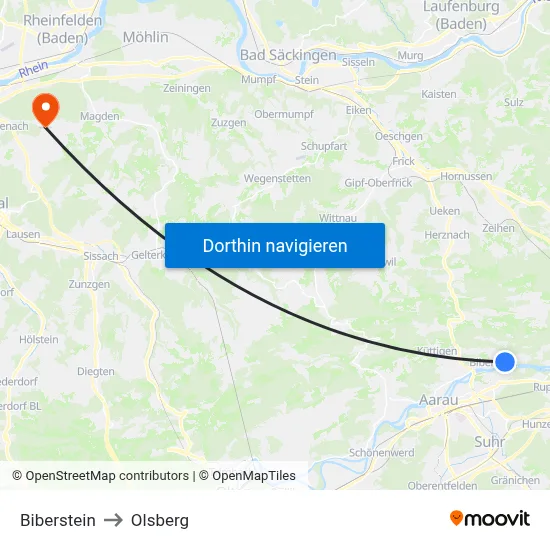 Biberstein to Olsberg map