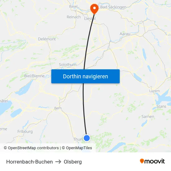 Horrenbach-Buchen to Olsberg map