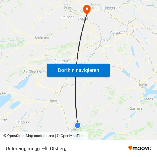 Unterlangenegg to Olsberg map