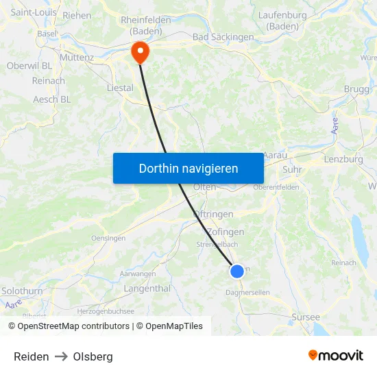 Reiden to Olsberg map
