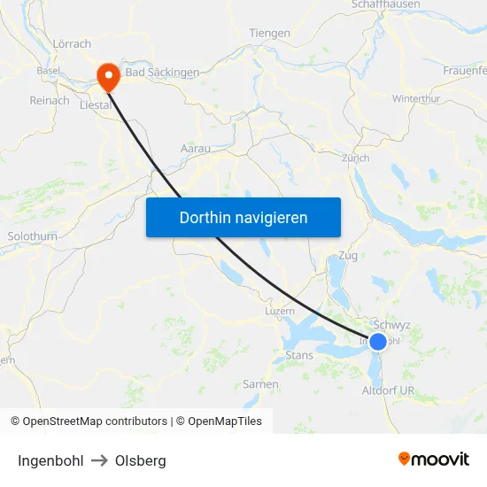 Ingenbohl to Olsberg map