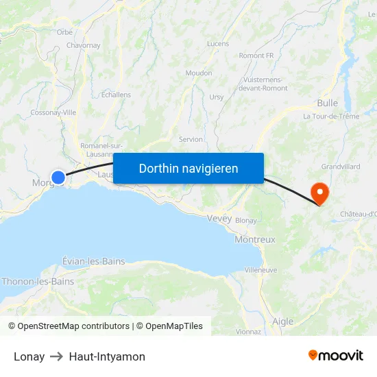 Lonay to Haut-Intyamon map