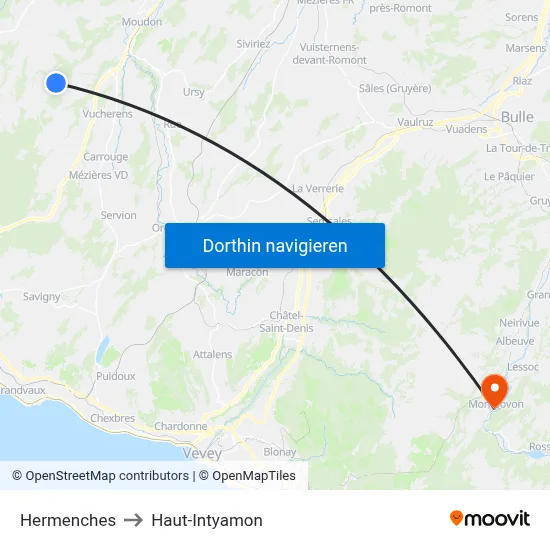 Hermenches to Haut-Intyamon map