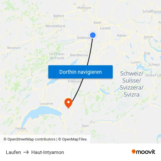 Laufen to Haut-Intyamon map