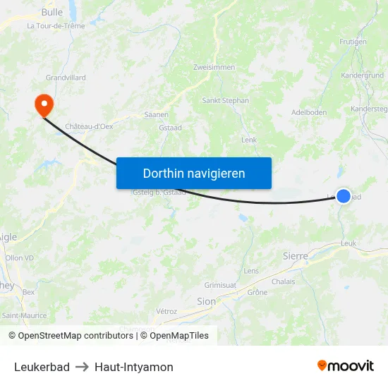 Leukerbad to Haut-Intyamon map