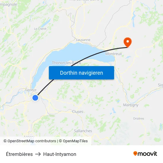 Étrembières to Haut-Intyamon map
