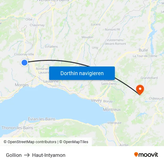 Gollion to Haut-Intyamon map