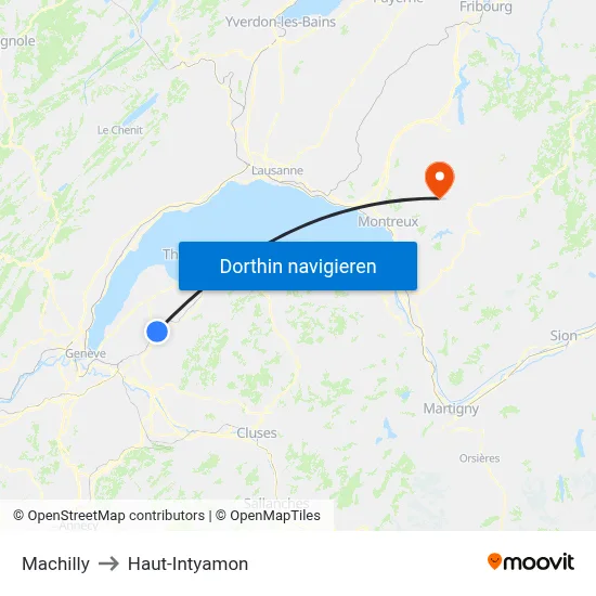 Machilly to Haut-Intyamon map