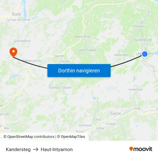 Kandersteg to Haut-Intyamon map