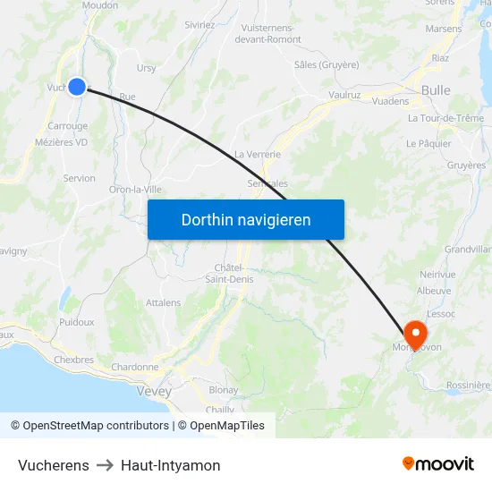 Vucherens to Haut-Intyamon map