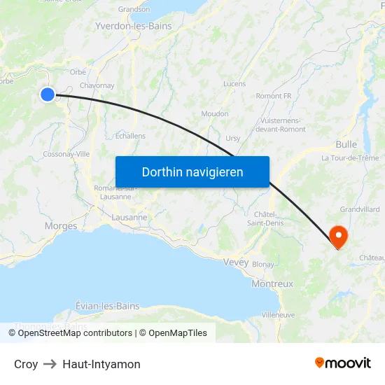 Croy to Haut-Intyamon map