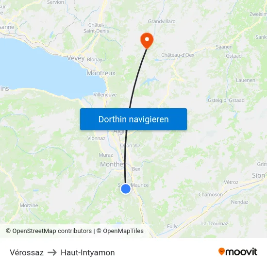 Vérossaz to Haut-Intyamon map