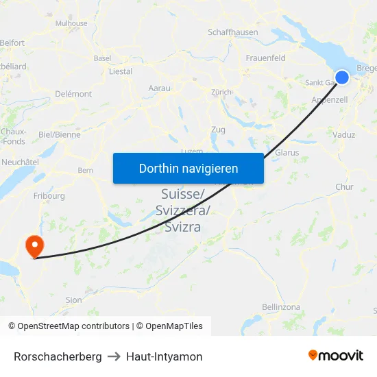 Rorschacherberg to Haut-Intyamon map