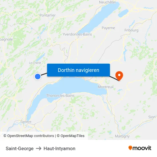 Saint-George to Haut-Intyamon map