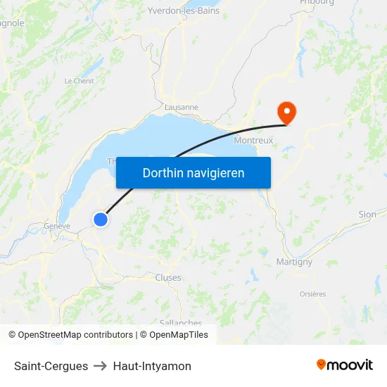 Saint-Cergues to Haut-Intyamon map