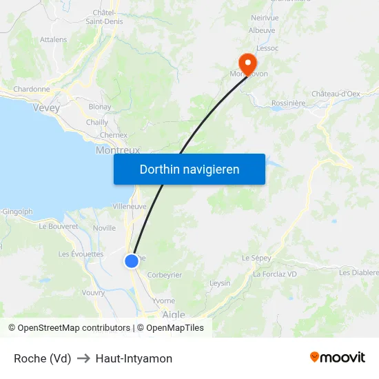 Roche (Vd) to Haut-Intyamon map