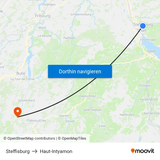 Steffisburg to Haut-Intyamon map