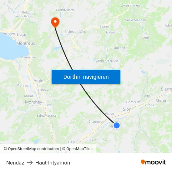 Nendaz to Haut-Intyamon map