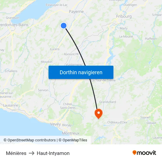 Ménières to Haut-Intyamon map