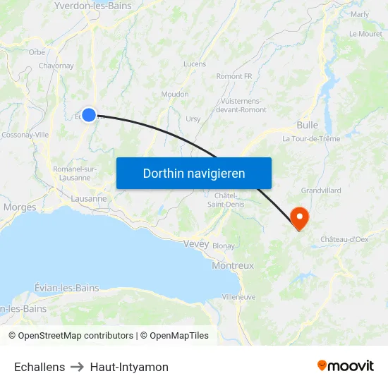 Echallens to Haut-Intyamon map