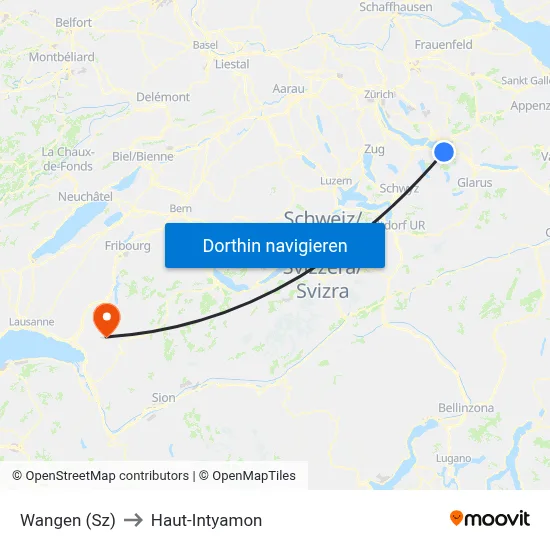 Wangen (Sz) to Haut-Intyamon map