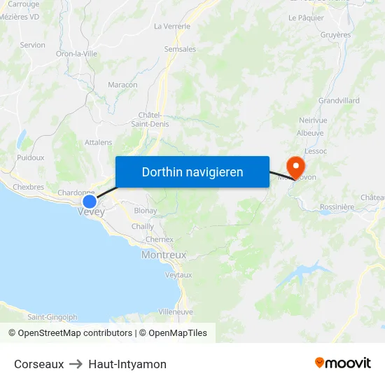 Corseaux to Haut-Intyamon map