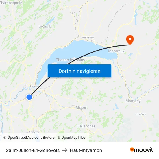 Saint-Julien-En-Genevois to Haut-Intyamon map
