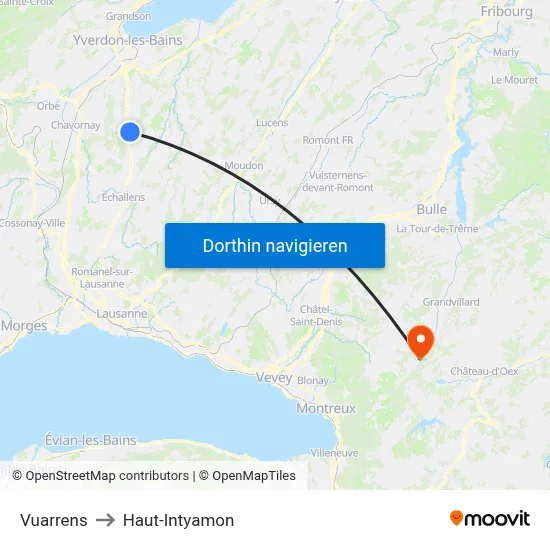 Vuarrens to Haut-Intyamon map