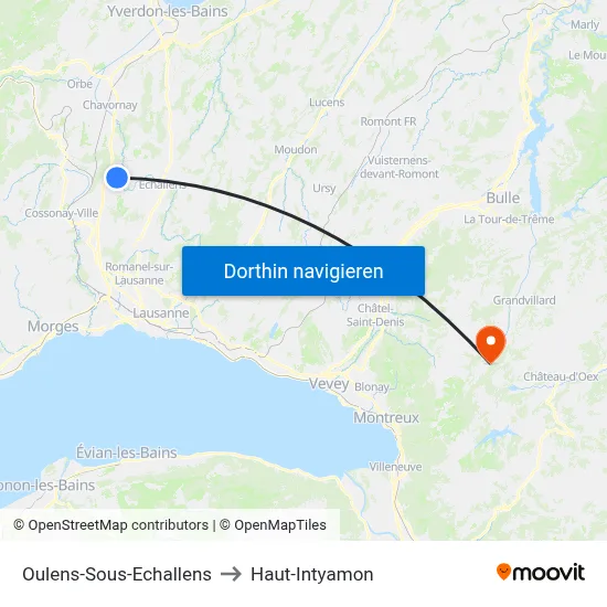 Oulens-Sous-Echallens to Haut-Intyamon map