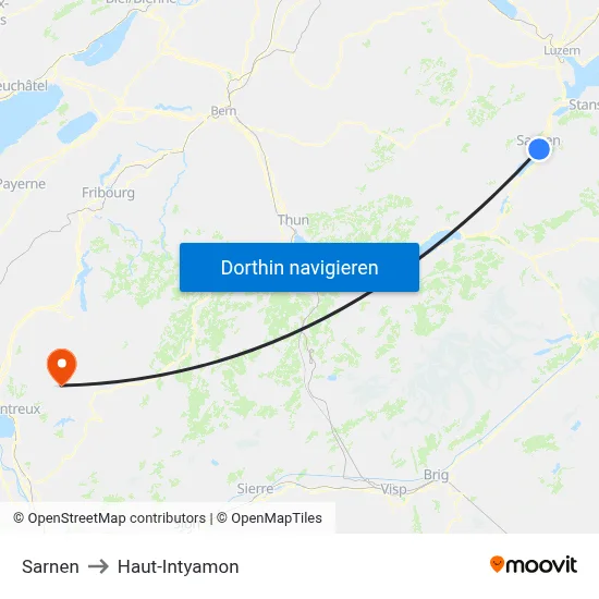 Sarnen to Haut-Intyamon map