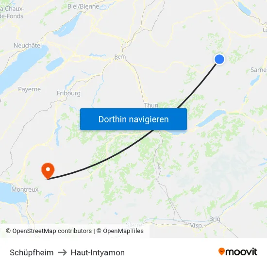 Schüpfheim to Haut-Intyamon map
