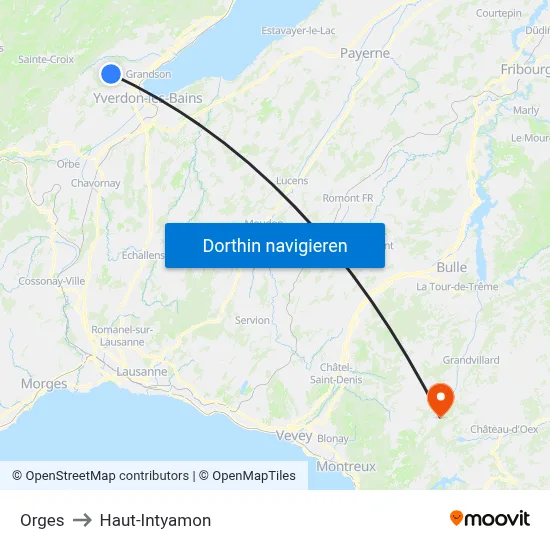 Orges to Haut-Intyamon map