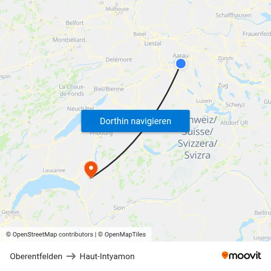 Oberentfelden to Haut-Intyamon map