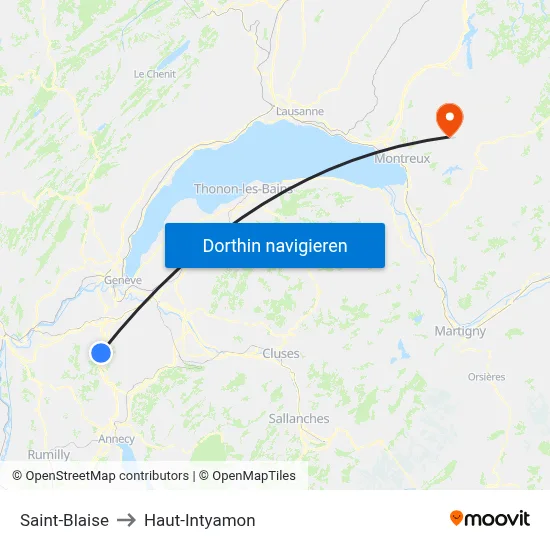 Saint-Blaise to Haut-Intyamon map