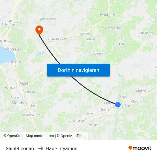 Saint-Léonard to Haut-Intyamon map