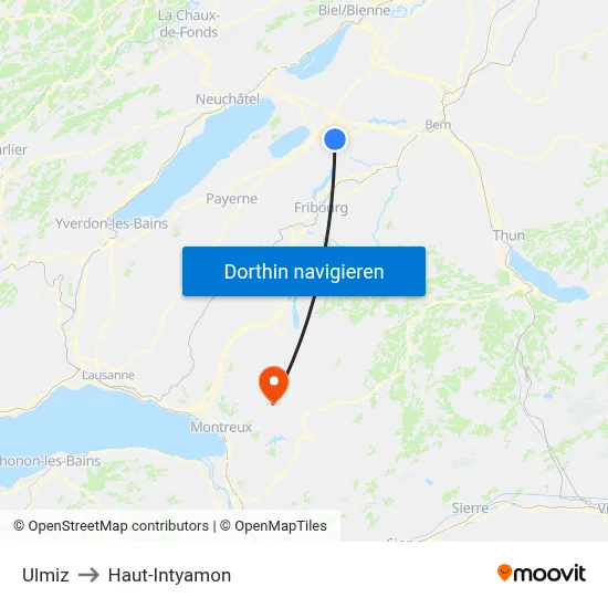Ulmiz to Haut-Intyamon map