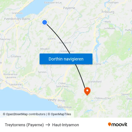 Treytorrens (Payerne) to Haut-Intyamon map