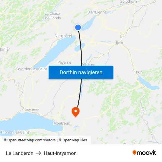 Le Landeron to Haut-Intyamon map