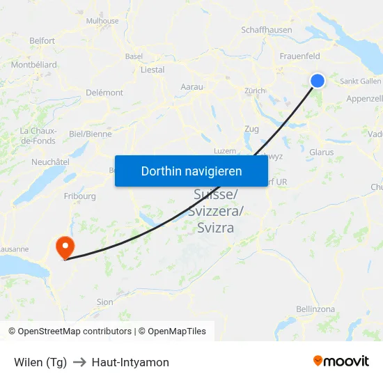 Wilen (Tg) to Haut-Intyamon map