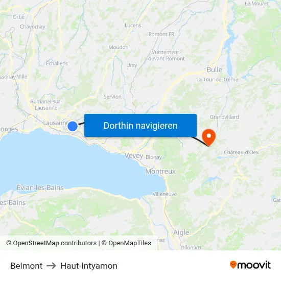 Belmont to Haut-Intyamon map
