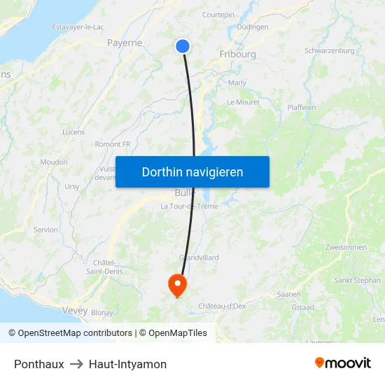 Ponthaux to Haut-Intyamon map
