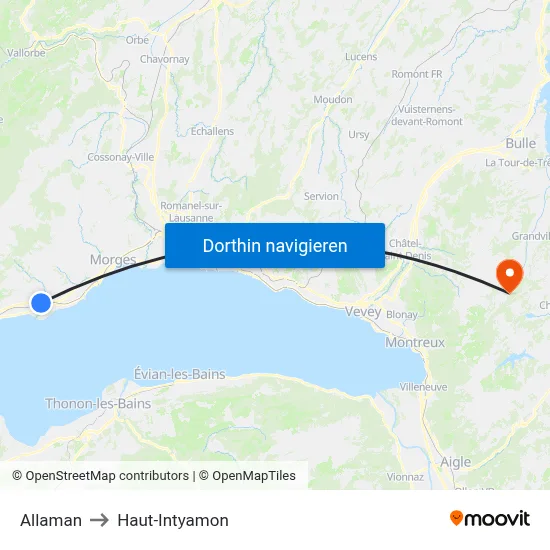 Allaman to Haut-Intyamon map