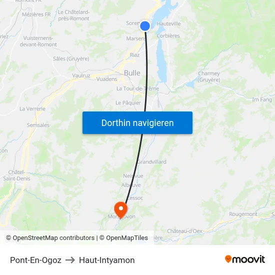 Pont-En-Ogoz to Haut-Intyamon map
