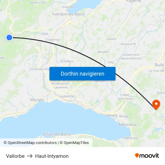 Vallorbe to Haut-Intyamon map