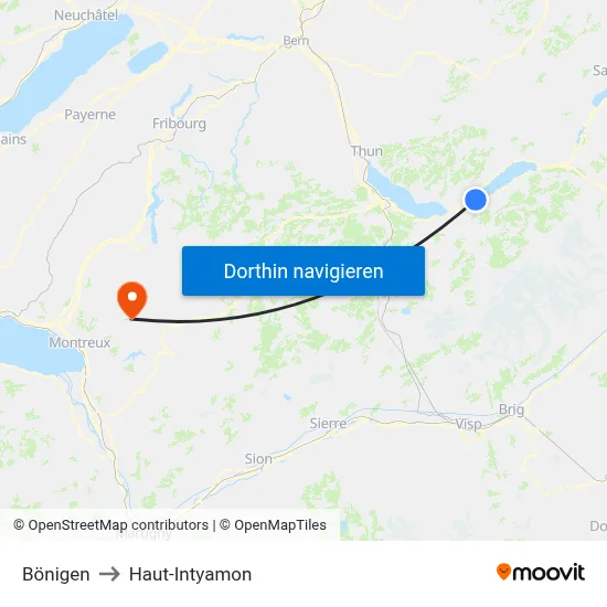 Bönigen to Haut-Intyamon map