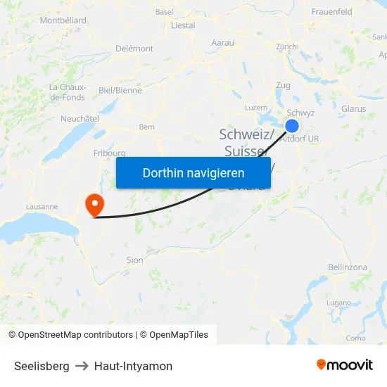 Seelisberg to Haut-Intyamon map
