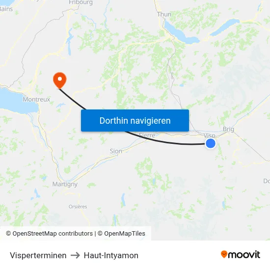 Visperterminen to Haut-Intyamon map