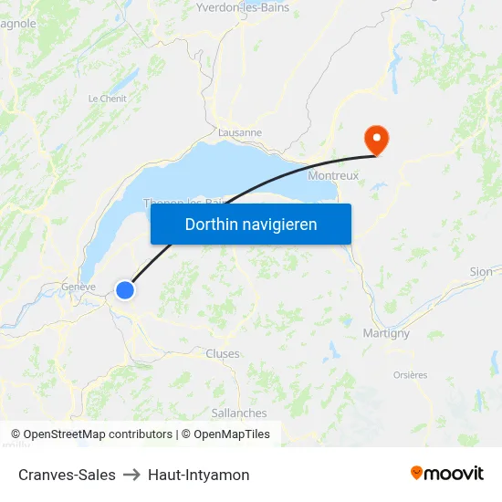Cranves-Sales to Haut-Intyamon map