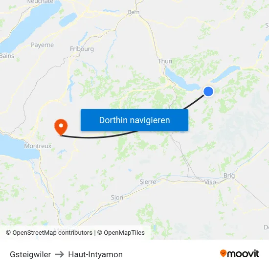 Gsteigwiler to Haut-Intyamon map