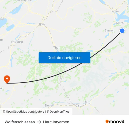 Wolfenschiessen to Haut-Intyamon map
